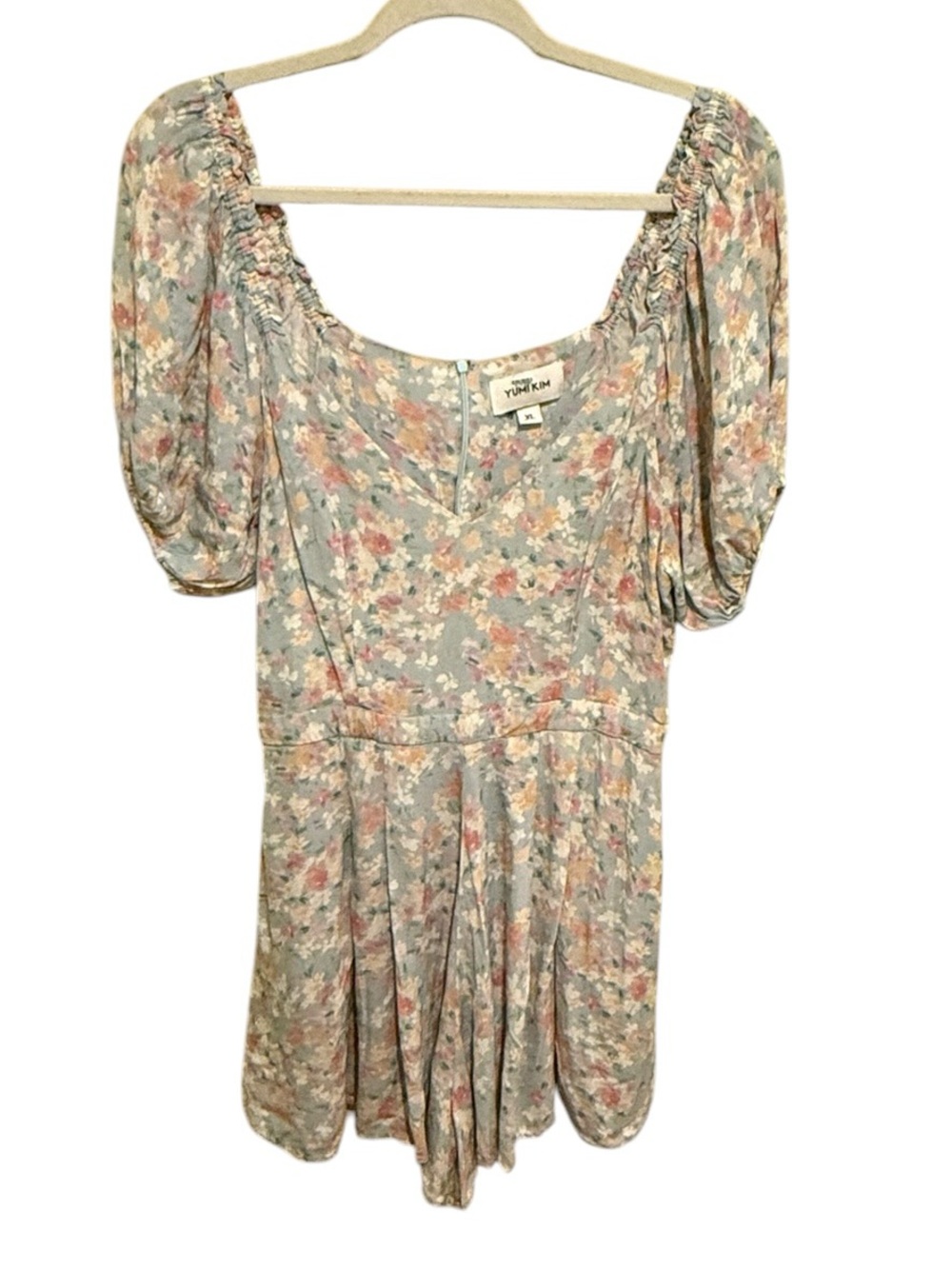 Yumi Kim Mindy Super Soft Pastel Floral Romper in Blue, Pink & Cream - Size XL
